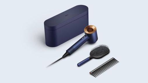 Фен Dyson Supersonic HD07 синий медный с 5 насадками в чехле и расческами