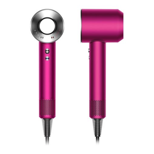 Фен Dyson Supersonic HD07 (фуксия/яркий никель) с 5 насадками и черным дорожным чехлом